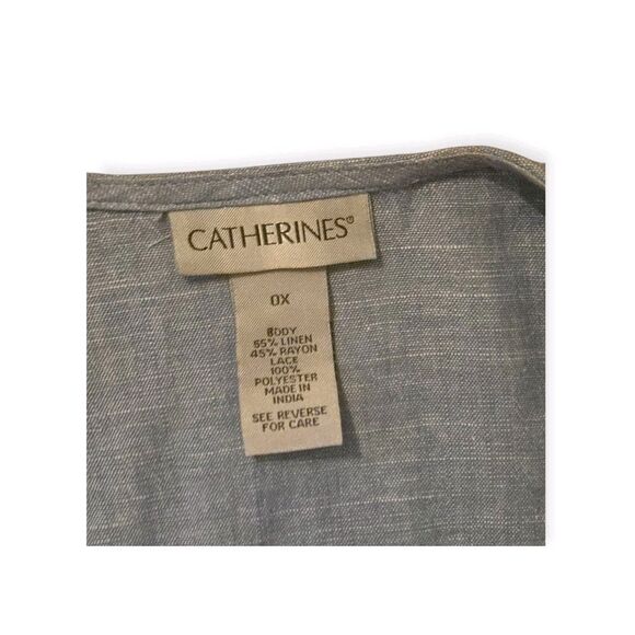 Catherines Cardigan Duster Coverup OX Plus Light Blue Linen Lace Coastal - Picture 5 of 8